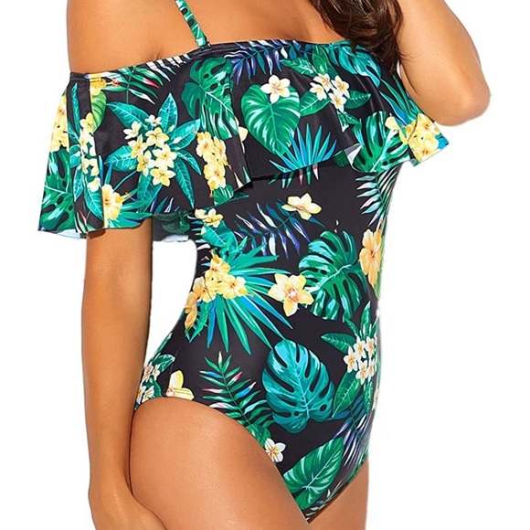 One Piece Ruffle Top Bathing Suit - Picture 4 of 5